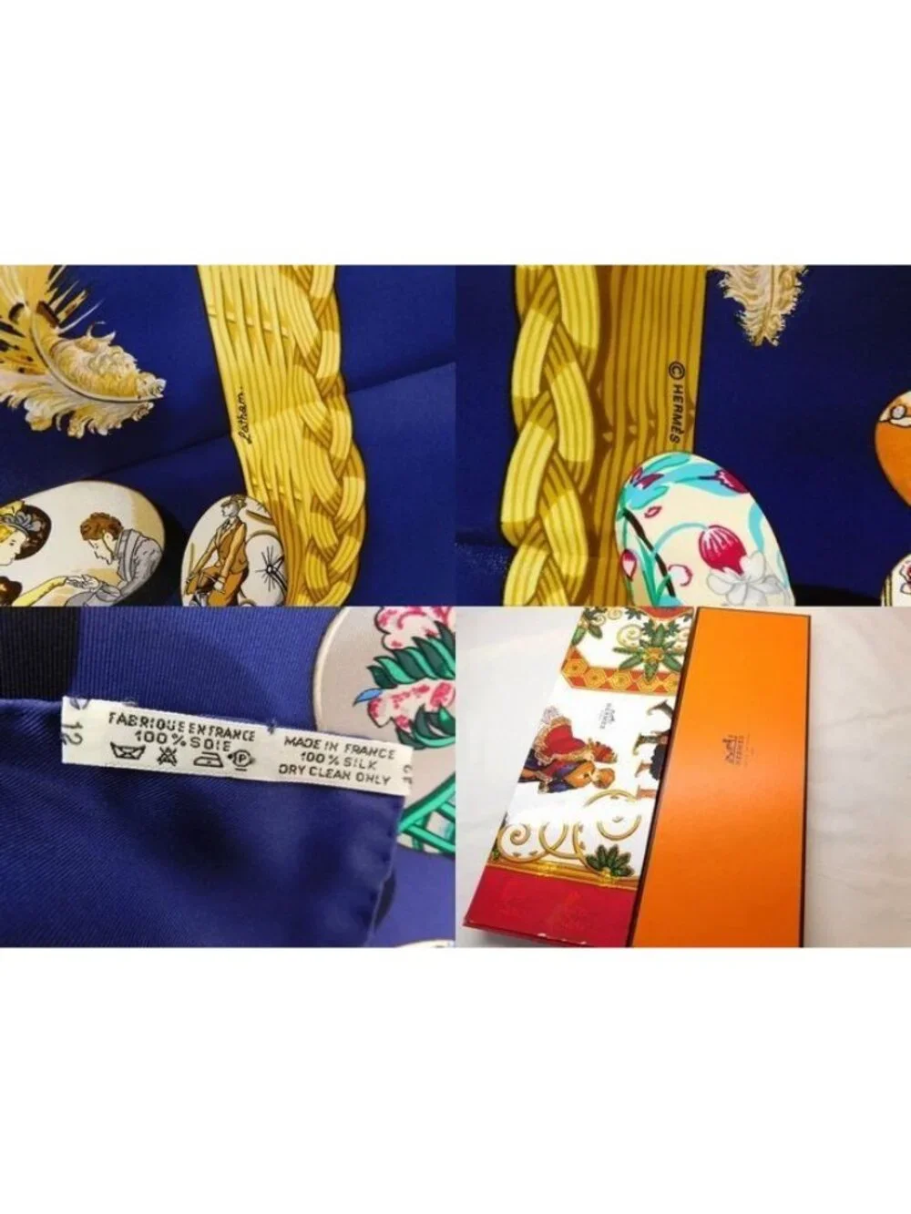 Hermes Couvee D'hermes Carre 90 Silk 100% Large Scarf Blue - Picture 4 of 4